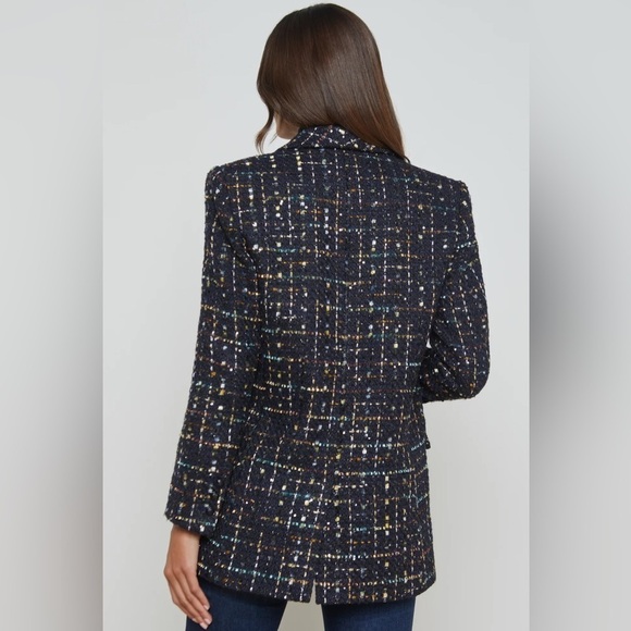 CURRENT SEASON L'Agence "Jayda" sequin-embellished tweed blazer - Picture 3 of 11